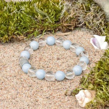 Bransoletka z angelitem i przezroczystym kwarcem