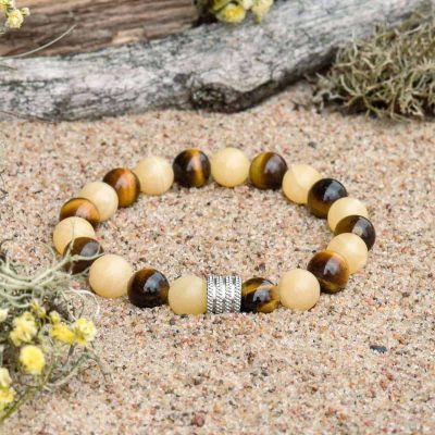 Bransoletka z kalcytem i tygrysim okiem