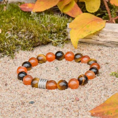 Bransoletka z tygrysim okiem i karneolem