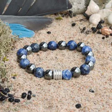 Bransoletka z sodalitem i hematytem
