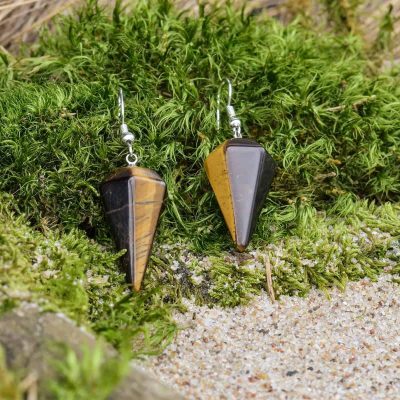 Kolczyki z Tygrysiego Oka (Piramidalny kształt)