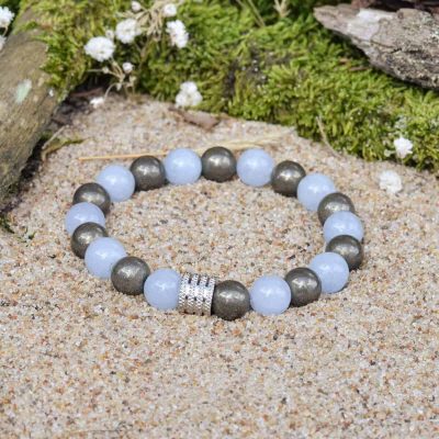 Bransoletka z Akwamarynem i Pirytem