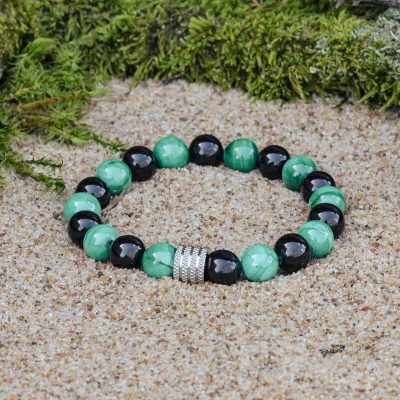 Bransoletka z Malachitem i Czarnym Obsydianem