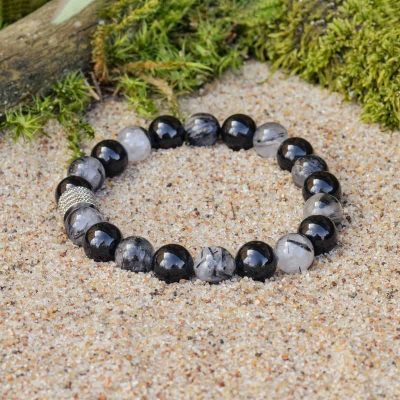 Bransoletka z Kwarcu Turmalinowego i Czarnego Turmalinu (Szerlu)