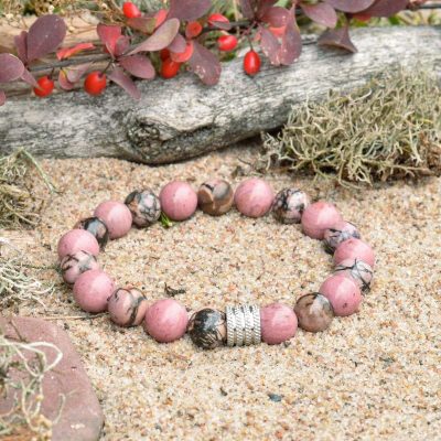 Bransoletka z rodochrozytem i rodonitem