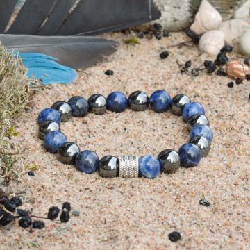 Bransoletka z Sodalitu i Hematytu