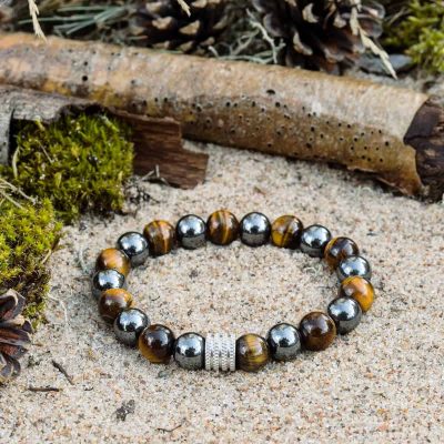 Bransoletka z Tygrysiego Oka i Hematytu