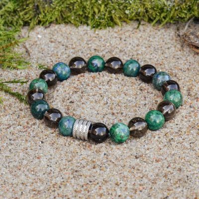 Bransoletka z Chryzokoli i Kwarcu Dymnego