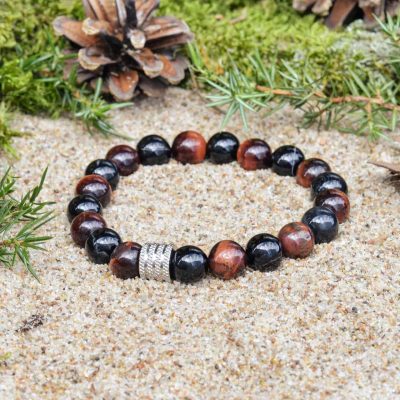 Bransoletka z Czarnego Agatu i Tygrysiego Żelaza